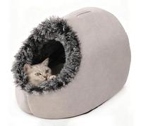 Pet Cozy Warm Cave Bed - Soft, Plush Cat and Dog Cave Bed, with Plush Cushion for Small to Medium Pets, Provides a Comfortable, Cozy Private Space for Your Pet to Sleep and Rest (Dark Gary,M)