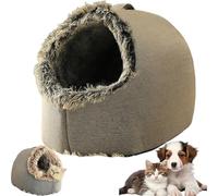 Pet Cozy Warm Cave Bed, Winter Warm Pet Cave Bed, Cozy Cat Tent for Indoor Pet,Plush Dog Shelter, Self-Warming Cave for Indoor Cats (Gary,L)