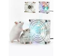 Pet Crate Fan for Cooling Dogs and Other Pets Quiet Portable Pet Nest's Fans USB Powered Acrylic Quiet Hamster Cooling Fan Flexible Cable Ties for Puppy Guinea Pig Small Animal Cage(No light)