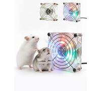 Pet Crate Fan for Cooling Dogs and Other Pets Quiet Portable Pet Nest's Fans USB Powered Acrylic Quiet Hamster Cooling Fan Flexible Cable Ties for Puppy Guinea Pig Small Animal Cage(Led light)
