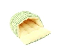Pet Cushion, Cama for Gatos Lavable, Acolchada y Protectora. Ideal for Cachorros y Gatos. Casita Suave y cómoda for Jugar. ，Antislip Bottom(Green Grid)