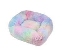 Pet Cushion, Cama Rectangular de Felpa for Perros, Ideal for el Invierno. Colchoneta cálida for Mascotas pequeñas, Medianas y Grandes. ，Antislip Bottom(Rainbow,L 80X65X18CM)