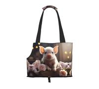 Pet-Cute bolsa portátil con estampado de cerdo joven, ligera y transpirable, adecuada para sacar mascotas pequeñas.