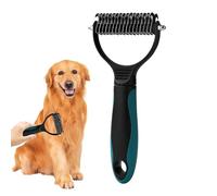 Pet Dematting Comb, 2-Sided Pet Shedding Brush, Grooming Tool, Detangling Rake For Cats & Dogs, Effective Detangler For Small, Medium & Large Pets, 1 Piece, Comfortable Grip