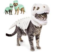 Pet Dinosaur Costume - 3D Skeleton Design Glow in The Dark, Cozy Plush 3D Halloween Cat and Dog Skeleton Costume, Realistic Dinosaur for Pet (White,25cm)
