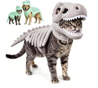 Pet Dinosaur Costume - 3D Skeleton Design Glow in The Dark, Cozy Plush 3D Halloween Cat and Dog Skeleton Costume, Realistic Dinosaur for Pet (Gray,25cm)