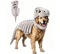Pet Dinosaur Costume, Soft Plush Dinosaur Skeleton Halloween Costume for Dogs | Cosplay Clothes for Medium & Large Dog and Cats for Party Family (Gray,120cm)
