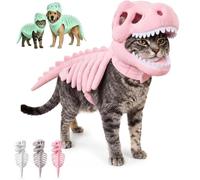 Pet Dinosaur Skeleton Costume, Dinosaur Skeleton Glow in Dark Dog and Cat Costume, Dog Halloween Costumes, Dino Pet Outfit for Pets Party Family Halloween Cosplay (Pink,L)