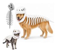 Pet Dinosaur Skeleton Costume, Dog Halloween Costumes, Dog Skeleton Costume, 75CM, Halloween Dino Pet Outfit for Medium Large Pets Party Family (White)
