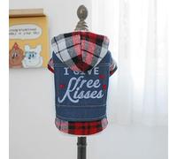 Pet Dog and Cat Clothing Source Factory, chaqueta vaquera casual de primavera y otoño, ropa de dos patas (Kiss Kiss Denim Clothes, S)