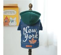 Pet Dog and Cat Clothing Source Factory, chaqueta vaquera casual de primavera y otoño, ropa de dos patas (chaqueta de mezclilla de Nueva York, talla XS)