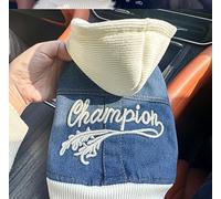 Pet Dog and Cat Clothing Source Factory, chaqueta vaquera casual de primavera y otoño, ropa de dos patas (ropa de mezclilla Champion, M)