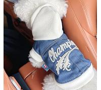 Pet Dog and Cat Clothing Source Factory, chaqueta vaquera casual de primavera y otoño, ropa de dos patas (ropa de mezclilla Champion, XS)
