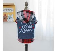Pet Dog and Cat Clothing Source Factory, chaqueta vaquera casual de primavera y otoño, ropa de dos patas (Kiss Kiss Denim Clothes, X-S)