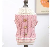 Pet Dog Cat Clothing Source Factory Direct Sales Otoño e Invierno Nuevo Suéter de Masa Frita Rosa (Nuevo Suéter de Botón de Masa Frita - Rosa, XS)