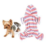 Pet Dog Cat Fleece Linda Ropa Nocturna Man un diseño de Rayas de diseño con Capucha cálido Invierno de otoño (Metro)