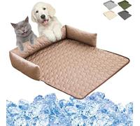 Pet Dog Cooling Mat, Heatrelief Cooling Dog Bed Cooling Blanket For Dogs Durable Anti-Scratch Gel Pad For Dogs Cats In Hot Summer For Car, Sofa, Floor, Non-Slip Bottom, Machine-Washable-brown/90*90cm