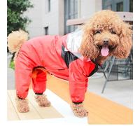 Pet Dog Raincoat The Dog Face Pet Clothes Jumpsuit Waterproof Dog Jacket Dogs Water Resistant Clothes for Dogs Pet Coat(Color:Red,Size:S)