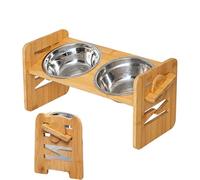 Pet Double Feeding Bowl - 15° Tilted Elevated Cat & Dog Food Dishes, Ergonomic Adjustable Angle Neck Protection Diner, Non-Slip Double Water Bowl For Puppy & Kittens, Easy Clean