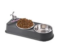 Pet Double Feeding Bowl, No deslizador alimentador Bowls, Double Dishes for Cats, Stainless Steel Pet Bowls, No -Skid Dog Food Bowls, Pet Feeder Double Dishes, Puppy Food Bowls, Estable Cat Bowls