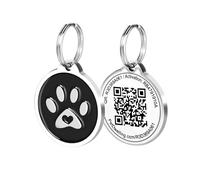 Pet Dwelling Premium QR Code Pet ID Tags - Dog Tags and Cat Tags, Connect to Online Pet Profile, Receive Instant Scanned Tag Location Email Alert(Black Paw)