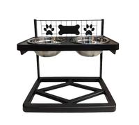 Pet Feeder Stand, Anti-Slip Base Dog Bowl Holder with Stainless Steel Bowls, Raised Feeding Support for Dry, Wet, Food, Water, Home, Kitchen, Garden