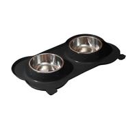 Pet Feeding Bowl, Non Slip Dog Bowls, Double Stainless Steel Pet Dish, Lightweight Sturdy Water, Cat Bowls for Indoor, Present, Blue, Black, Red, 35x19cm