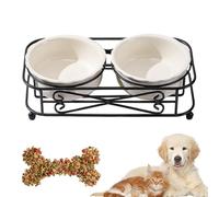 Pet Feeding Bowl Set - Ceramic Cat Dog Dish for Puppies Kittens | Indoor Outdoor Elevated Food Water Stand, Easy Clean Non-Slip Feeder, Ideal for Mealtime, Kitchen Dining and Pet Care Accessories