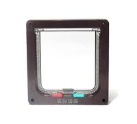 Pet Flap Door Cat Flaps Unique Waterproof 4Way Cat Dog Pet Locking Flap Door Cat Flap 369 (Color: Brown, Size: M) M Brown