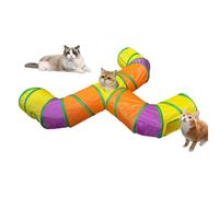 Pet Folding Rainbow Cat , 3 vías Play Tunnel with Peek Hole, Ideal para gatos interiores, conejitos y puppies, Fun Tunnel Tube for Bored Pets, Cat Tunnel, Pet Folding Rainbow