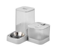 Pet Food Dispenser, Automatic Feeder System, Stainless Steel Bowl and Waterer, 12.01x10.43x5.71 Inches High Capacity Food Storage Container for Large Breeds, Indoor Feeding Station