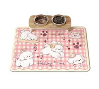 Pet Food Mat - Pet Placemat, antideslizante Under Mascotas Bowls Mats | Perro y gato tazón de agua Mat, Absorber, mantel antideslizante 11.8 X 15.8 pulgadas | Prevents Derrame Protects Floors, uso en