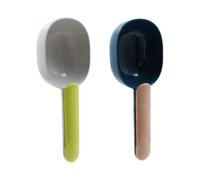 Pet Food Shovel - Shovel for Food Dogs Pets Handle with Clip Under Dog Cat Book Shovel Racking Spoon Kitchen 2 PCS (Indigo+dust, gray green)