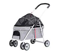 Pet Gear Cochecitos for Mascotas for Gatos/Perros, Entrada sin Cremallera, Cochecitos for Perros pequeños y medianos de hasta 20 kg, Cochecitos for Perros con toldo Ajustable(Gray)