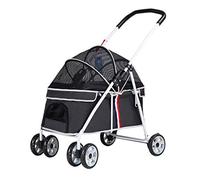 Pet Gear Cochecitos for Mascotas for Gatos/Perros, Entrada sin Cremallera, Cochecitos for Perros pequeños y medianos de hasta 20 kg, Cochecitos for Perros con toldo Ajustable(Black)
