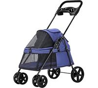 Pet Gear Cochecitos para perros pequeños Cochecito para perros para gatos con portavasos Cochecito para perros transpirable de primera calidad (gris claro a) (azul)