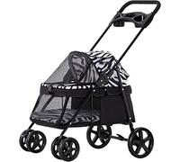 Pet Gear Cochecitos para perros pequeños Cochecito para perros para gatos con portavasos Cochecito para perros transpirable de primera calidad (gris claro a) (patrón de cebra)