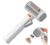 Pet Grooming Brush - 2-in-1 Automatic Dehairer, Mode Rake | Self Cleaning Button 88g Lightweight White ABS Metal Comb For Dog Undercoat Removal Household Animal Hair Care