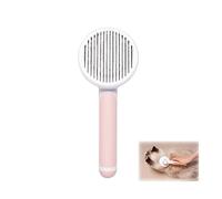 Pet Grooming Brush, Quick Cleaning of The Stainless Steel Brush, Self Cleaning Slicker Dog Brush with Smooth Handle For Long Hair & Short Hair, Dogs Grooming Brush Cat Hair Brush (Pink)