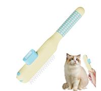 Pet Grooming Comb, Self Cleaning Cat and Dog Hair Remover, Metal Tooth Shedding Brush with Anti Slip Handle, Reduces Shedding Matting for Puppies Kittens and Adult Pets Indoors
