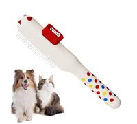 Pet Grooming Comb, Self Cleaning Cat and Dog Hair Remover, Metal Tooth Shedding Brush with Anti Slip Handle, Reduces Shedding Matting for Puppies Kittens and Adult Pets Indoors