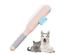 Pet Grooming Comb, Self Cleaning Cat and Dog Hair Remover, Metal Tooth Shedding Brush with Anti Slip Handle, Reduces Shedding Matting for Puppies Kittens and Adult Pets Indoors