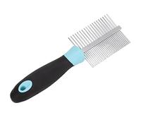 Pet Grooming Comb Stainless Steel for Dogs Cats Fine Coarse Tooth Mat Splitter Brush Removes T angles F leas T icks Ideal for Greyhounds Doodles All Coat Types (blue)