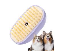 Pet Grooming Comb, Steams Cat Brush, Shedding Massage Tool, Built-In Spray Function, Hair Removal Cleaning, Ergonomic Handle, Ideal for Cats, Dogs Pet Care, 12.5x7.5x5cm White Purple