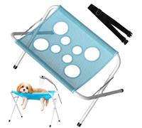 Pet Grooming Hammock with Foldable Stand, Foldable Pet Bathing Stand, Quick Dry Mesh Grooming Table with Stable Anti-Slip Design for Small Medium Dogs & Cats, Nail Trimming and Bath Care (Blue)