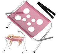 Pet Grooming Hammock with Foldable Stand, Foldable Pet Bathing Stand, Quick Dry Mesh Grooming Table with Stable Anti-Slip Design for Small Medium Dogs & Cats, Nail Trimming and Bath Care (Pink)