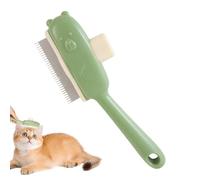 Pet Hair Comb, Cat Detangling Brush, 7.5x21cm/2.95x8.27 Inches Bear Button Grooming Tool, Gentle Massage Design, Easy Grip Handle for Daily Cleaning Bathing Travel Home Use Abs, Stainless Steel