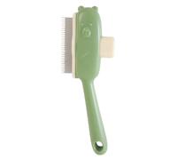 Pet Hair Comb, Cat Detangling Comb, Grooming Brush, Bear Button Design, Massaging Stainless Steel Bristles, Daily Cleaning Tool, 8.27 Inches, Green Yellow, 1 Piece