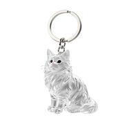 Pet Hair Keepsake Keychain - Clear Cat Shape Pendant, Cute Transparent Animal Hairs Storage Box with Key Ring for Memory Collection | Portable Cat Hair Collector Charm for Backpack, Purse, Handbag