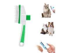 Pet Hair Removal Comb Flea Comb,Cat Grooming Brush with Release Button,One-Click Self-Cleaning,for Massaging and Cleaning Shedding Pets Hairs,Pet Grooming Supplies for Cats & Dogs (Green 2)